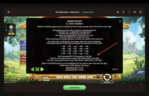 The Dog House Royal Hunt RTP 94.52% at Ritzo — game rules screen