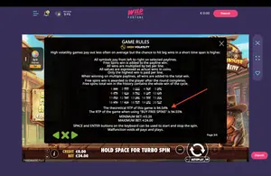 The Dog House Dog or Alive RTP 94.54% at Wild Fortune — game rules screen