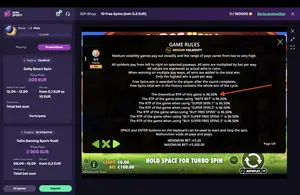 The Dog House Megaways 1000 RTP 96.50% at WinSpirit — game rules screen