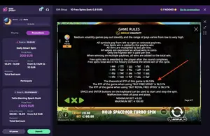 The Dog House Royal Hunt RTP 96.53% at WinSpirit — game rules screen